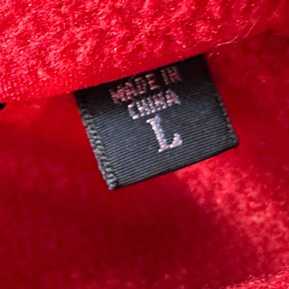 Vintage Polo Ralph Lauren Fleece Jacket Men’s Large Red Full Zip Suede Trimmed - Picture 8 of 11